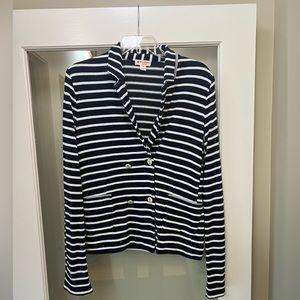 BROOKS BROTHERS Navy Blue White Nautical Boat Anchor Sweater Jacket~M